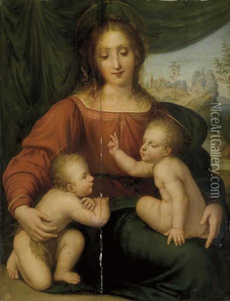 Vierge A L'enfant Avec Saint Jean-baptiste Oil Painting - Cesare Magni