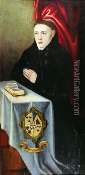 Portrait De L'abbe De Saint Amand(?) (+ Sainte Agnes, Verso) Oil Painting - Jean Bellegambe