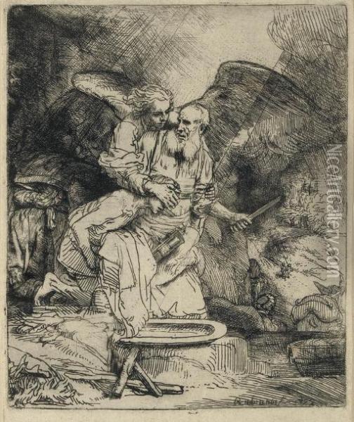 Abraham's Sacrifice (b., Holl. 35; H. 283) Oil Painting - Rembrandt Van Rijn