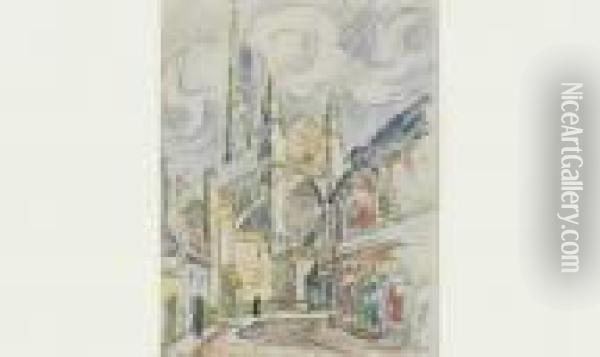 La Cathedrale De Treguier. Oil Painting - Paul Signac