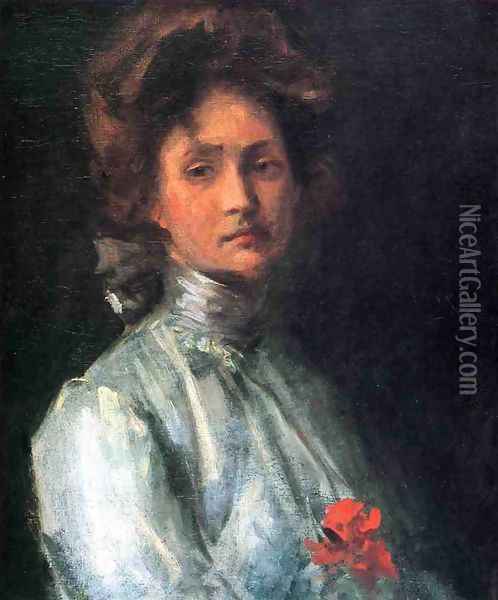 Portrait Of A Young Woman Oil Painting - William Merritt Chase