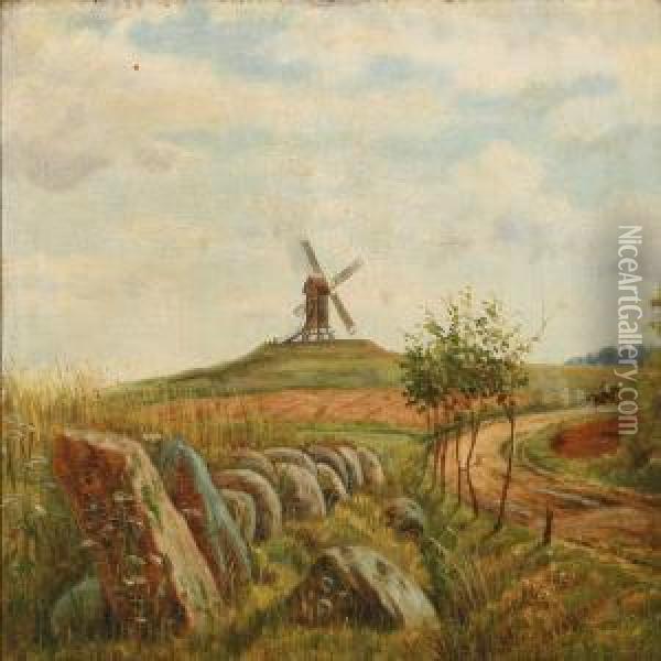 Landskab Fra Holbek Egn Oil Painting - Johannes Heinrich L. Moller