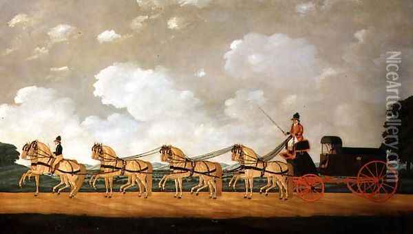 His Majesty's Forgon with a Team of Eight Roans on the Road, 1812 Oil Painting - John Cordrey