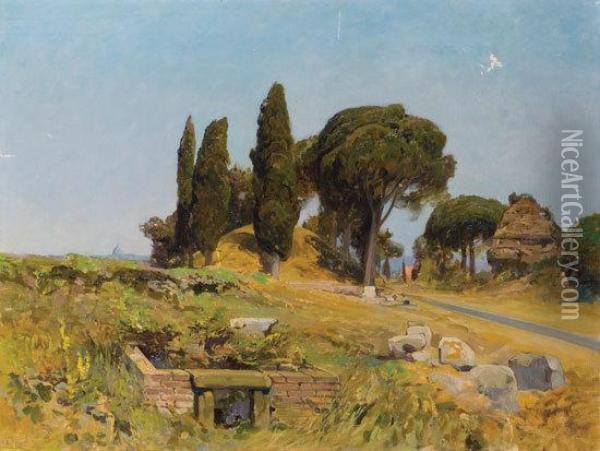 La Via Appia Oil Painting - Onorato Carlandi