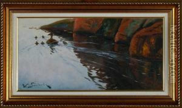 Ducks Oil Painting - William Gislander