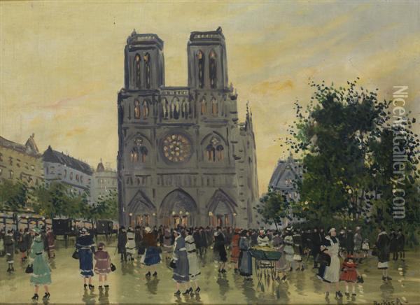 Notre Dame De Paris Oil Painting - Antal Berkes