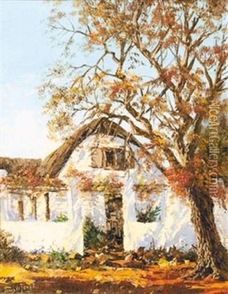 A Thatch Homestead Oil Painting - Tinus de Jongh