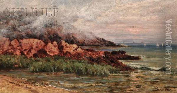 Eagle Rock, Singing Beach, Manchester, Massachusetts Oil Painting - Gamaliel Waldo Beaman