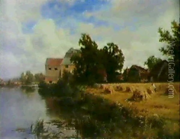 An Old Mill On The Banks Of The Ouse Oil Painting - Henry H. Parker
