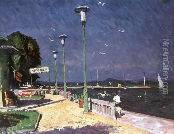 The Pier at Foldvar 1966 Oil Painting - Imre Amos