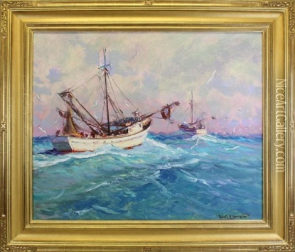 Shrimpers Oil Painting - Robert Charles