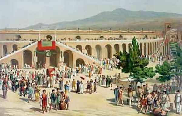 A Market in Pompeii Oil Painting - Niccolini, Antonio