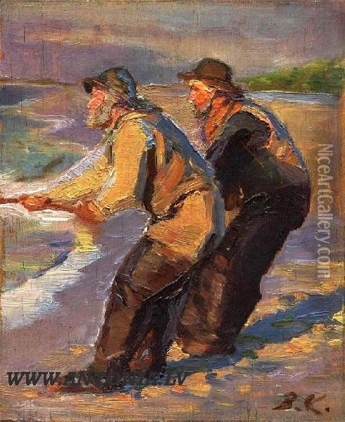 Fishermans Oil Painting - Bronislavs Kondrats
