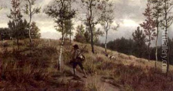 A Hunter With His Dog Oil Painting - Frans Pieter Lodewyk van Kuyck