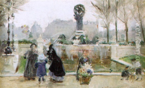 Market At The Place De La Republique, Paris Oil Painting - Joaquin Pallares Allustante