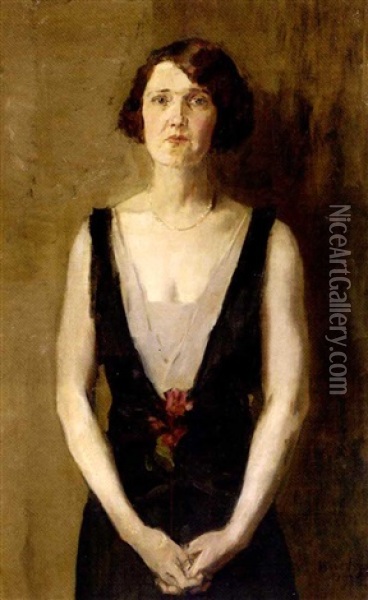 Portrait Of Beulah Watson, Wife Of General L. Roy Watson Oil Painting - Isaac Israels