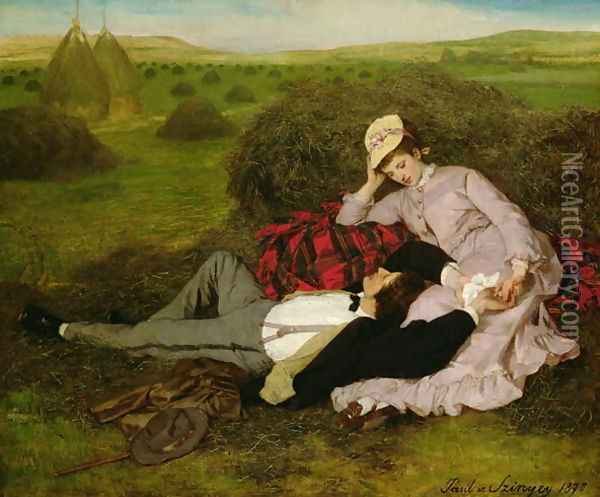 The Lovers, 1870 Oil Painting - Pal Merse Szinyei