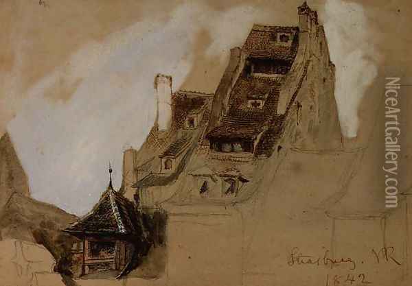 Rooftops, Strasburg, 1842 Oil Painting - John Ruskin