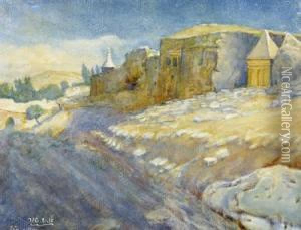Tombs In The Kidron Valley Oil Painting - Aaron Shaul Schur