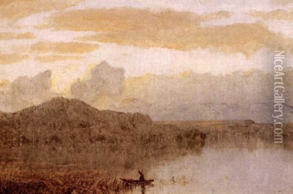 Sketch Of South Bay, On The Hudson, Near Hudson, New York Oil Painting - Sanford Robinson Gifford