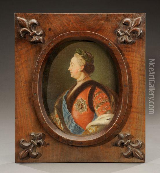 Catherine Ii De Russie De Profil Oil Painting - Pietro Antonio Rotari