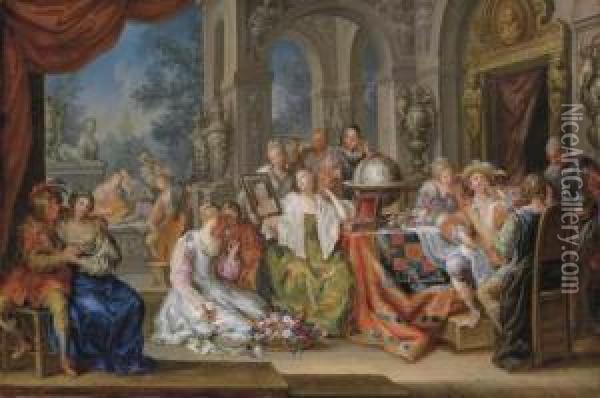 Allegory Of The Five Senses Oil Painting - Johann Georg Platzer