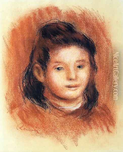 Girl's Head Oil Painting - Pierre Auguste Renoir