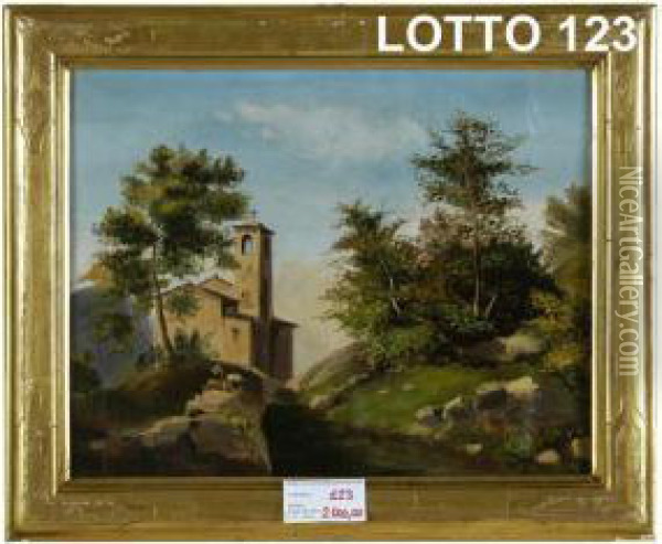 Paesaggio Con Chiesa Oil Painting - Giovan Battista Lelli