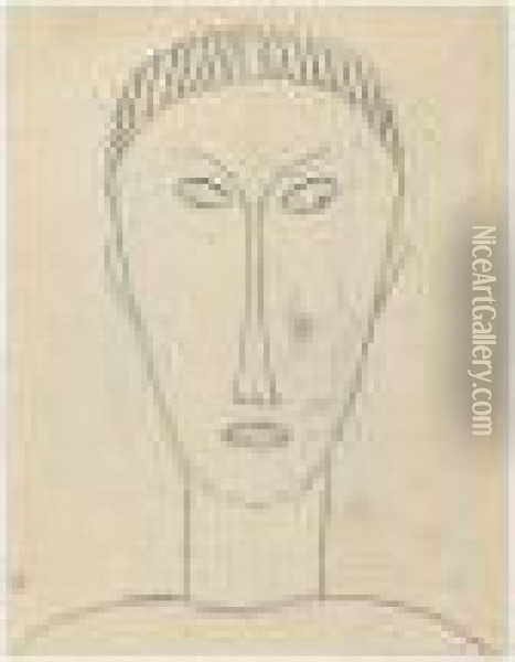 Tete De Face Oil Painting - Amedeo Modigliani