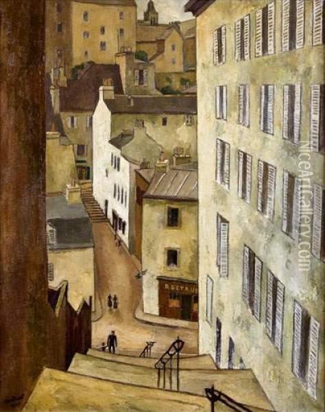 Escaliers Dans La Ville Oil Painting - Louis R. Antral