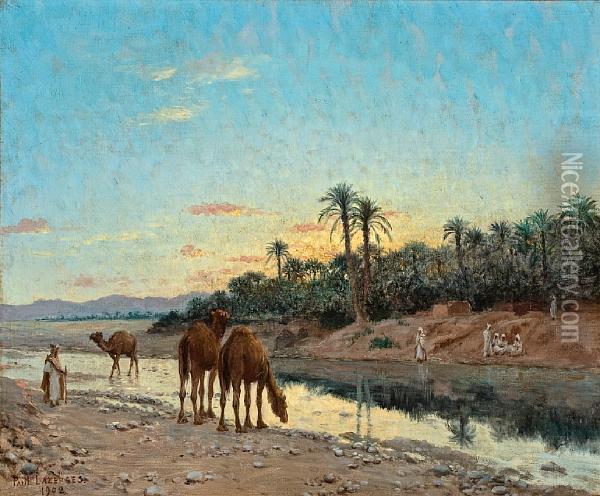 Camels' Rest Oil Painting - Jean Baptiste Paul Lazerges