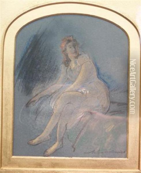 Seated Woman Oil Painting - Arthur Bowen Davies