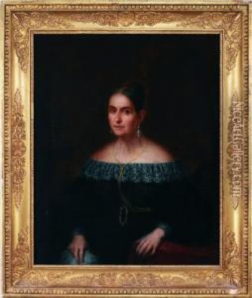 Retrato Dama Oil Painting - Jose Gutierrez de la Vega