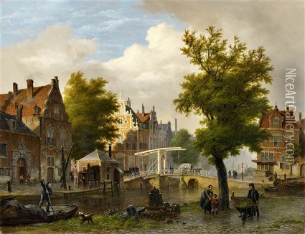 On The Gracht Oil Painting - Bartholomeus Johannes Van Hove