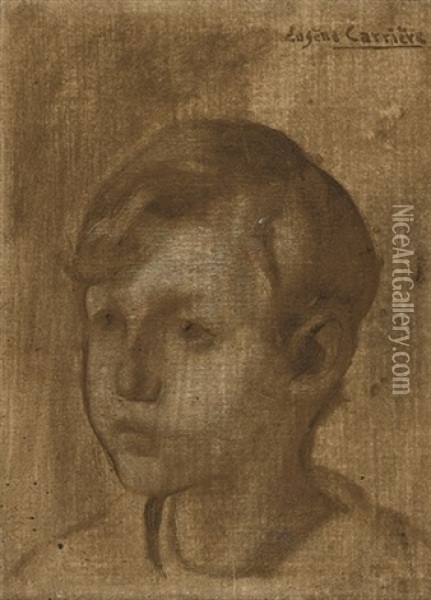 Portrait De Jean-michel Chausson Oil Painting - Eugene Carriere