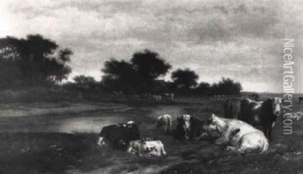 Wijds Landschap Met Vee Oil Painting - William Frederick Hulk