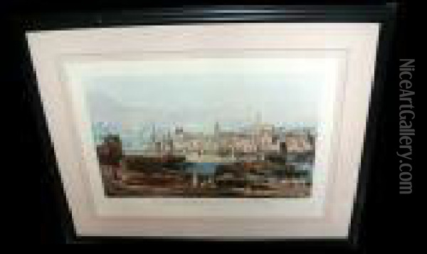 View Of The Port And Town Of Newcastle Upon Tyne Oil Painting - Thomas Miles Richardson