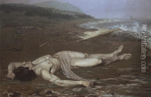Leander's Body Washed Ashore Oil Painting - Johann Axel Gustaf Acke