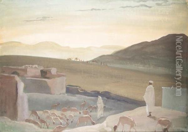 Dawn Light At Colomb-bechar Oil Painting - Alexander Evgenievich Yakovlev