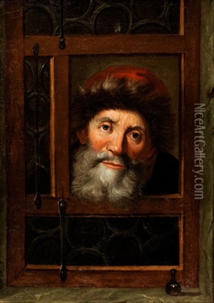 Bartiger Mann Am Fenster Oil Painting - Samuel Van Hoogstraten