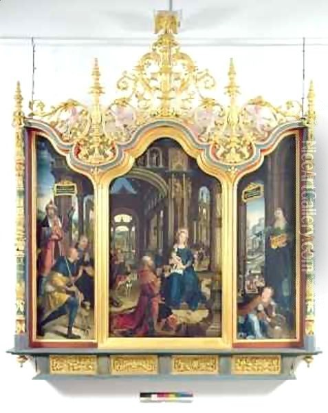 Triptych of the Adoration of the Infant Christ Oil Painting - Jean Bellegambe the Elder