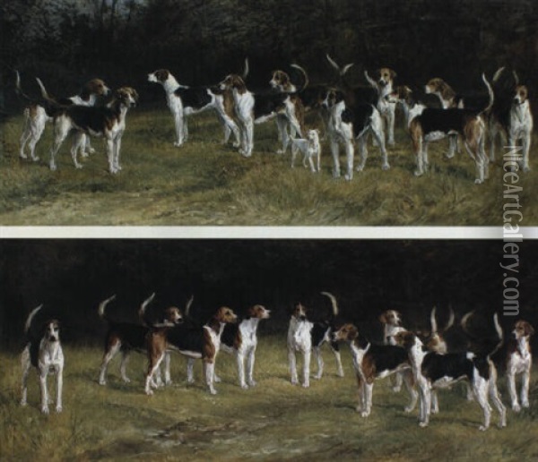 The Belvoir Hounds Oil Painting - Heywood Hardy