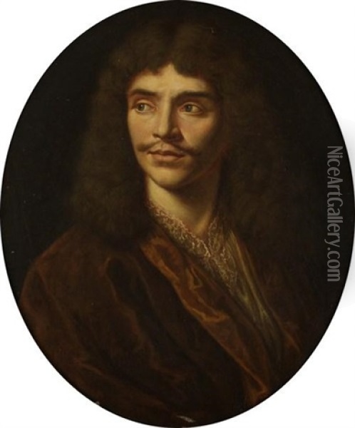 Portrait De Moliere Oil Painting - Pierre Mignard the Elder