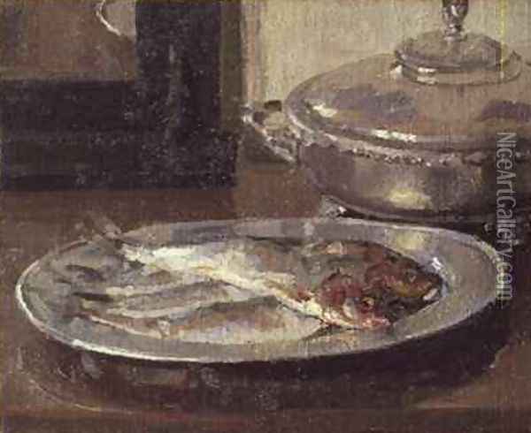 Fish on a Plate Oil Painting - Harold Gilman
