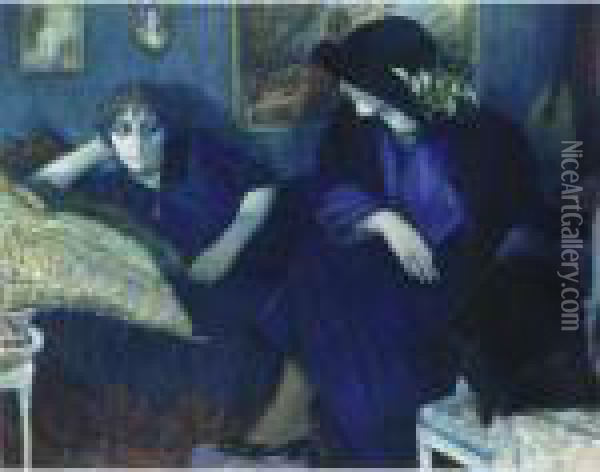 Chatting Ladies Oil Painting - Leo Gestel