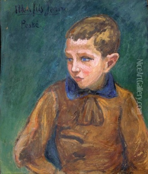Le Fils De L'artiste Et Paysage (recto/verso) Oil Painting - Jean Peske
