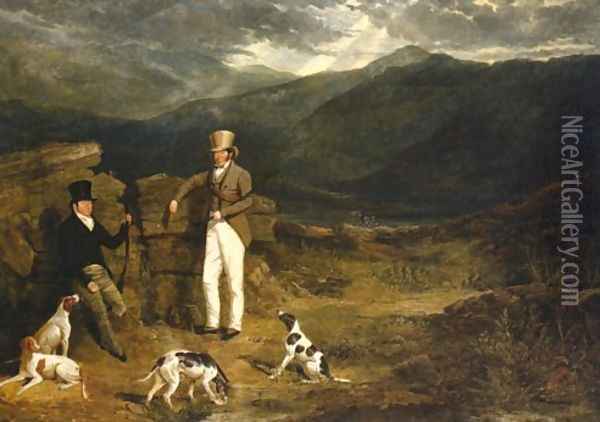 John Barker With Pointers 1824 Oil Painting - John Frederick Herring Snr