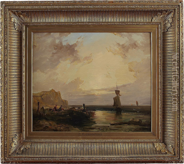 Beach Scene, East Coast Oil Painting - Edmund Thornton Crawford