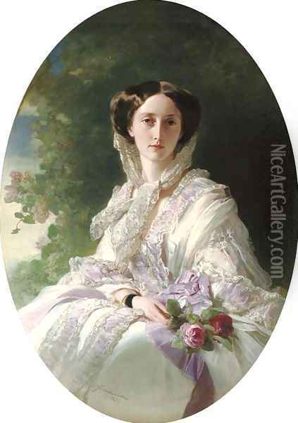 Queen Olga of Wutrttemberg, Grand Duchess of Russia Oil Painting - Franz Xavier Winterhalter