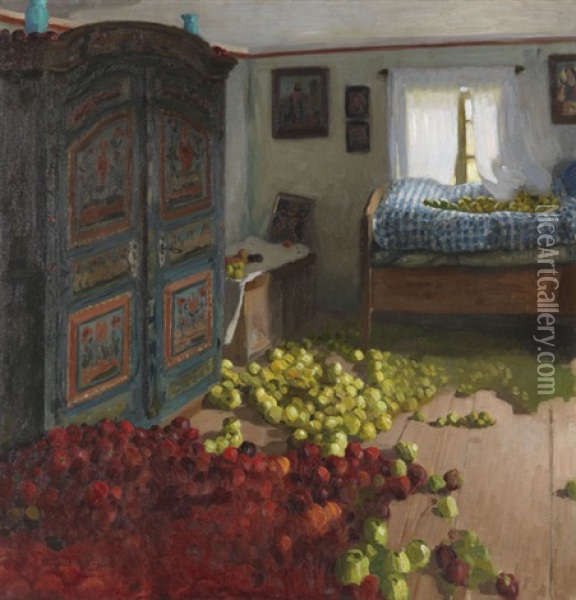 Die Apfelkammer Oil Painting - Reinhold Max Eichler